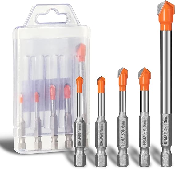 7-tlg. Diamantbohrer Set 5-14mm - Fliesenbohrer Mit Kühlwachs - Für Keramik, Glas, Granit, Marmor