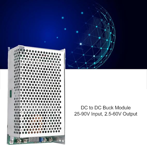 DC to DC Module, Adjustable Voltage Regulator Converter 2590V Input 2.560V Output 1500W 50A High Power with Aluminum Alloy Shell and Cooling Fan for Solar System
