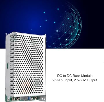 DC to DC Module, Adjustable Voltage Regulator Converter 2590V Input 2.560V Output 1500W 50A High Power with Aluminum Alloy Shell and Cooling Fan for Solar System