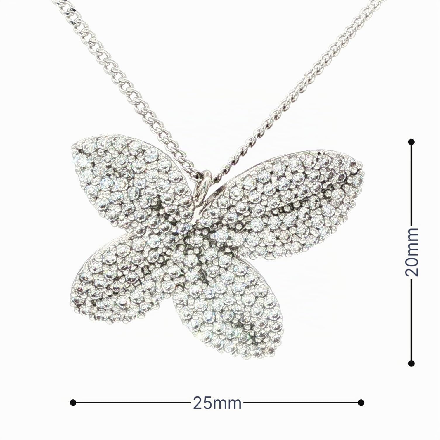 GocciAzzurra - Collana da Donna Dea Rhodium e Golden Crystal, Oro 24k e Argento, Collana con Pendente a Farfalla Effetto Pavé, Protezione E-Coating, Gioiello Made in Italy