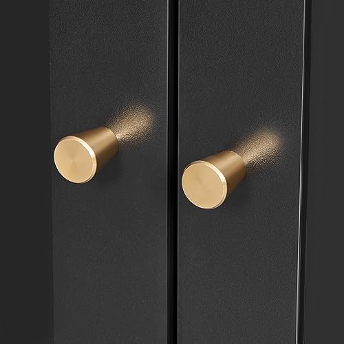 Homhedy Cat Litter Box Enclosure, Cat Washroom Furniture with Metal Frame, Pet House, Fit Most of Litter Box, Modern Style, Green and Gold(Black,28.3"L x 17.7"W x 21.7"H)