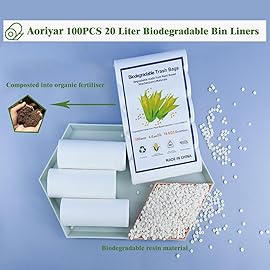 Aoriyar 100 Count 4 Gallon Small Biodegradable Trash Bags 20L Leakage-Free Waste Basket Trash Bags Compost Garbage Bag Trash Can Liners for Kitchen, Restaurant, Office, Bedroom, Bathroom