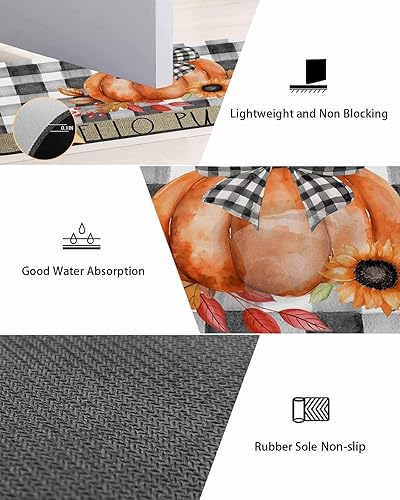 Miniatura 3 de Tapete de baño de acuarela de calabaza para bañera, antideslizante, de secado rápido y absorbente, tierra de diatomeas, fregadero, dormitorio,