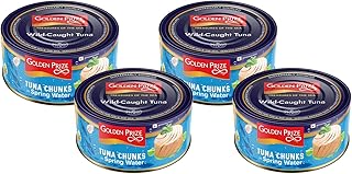 Golden Prize Canned Tuna Chunks in Spring Water, 185g(Pack of 4)