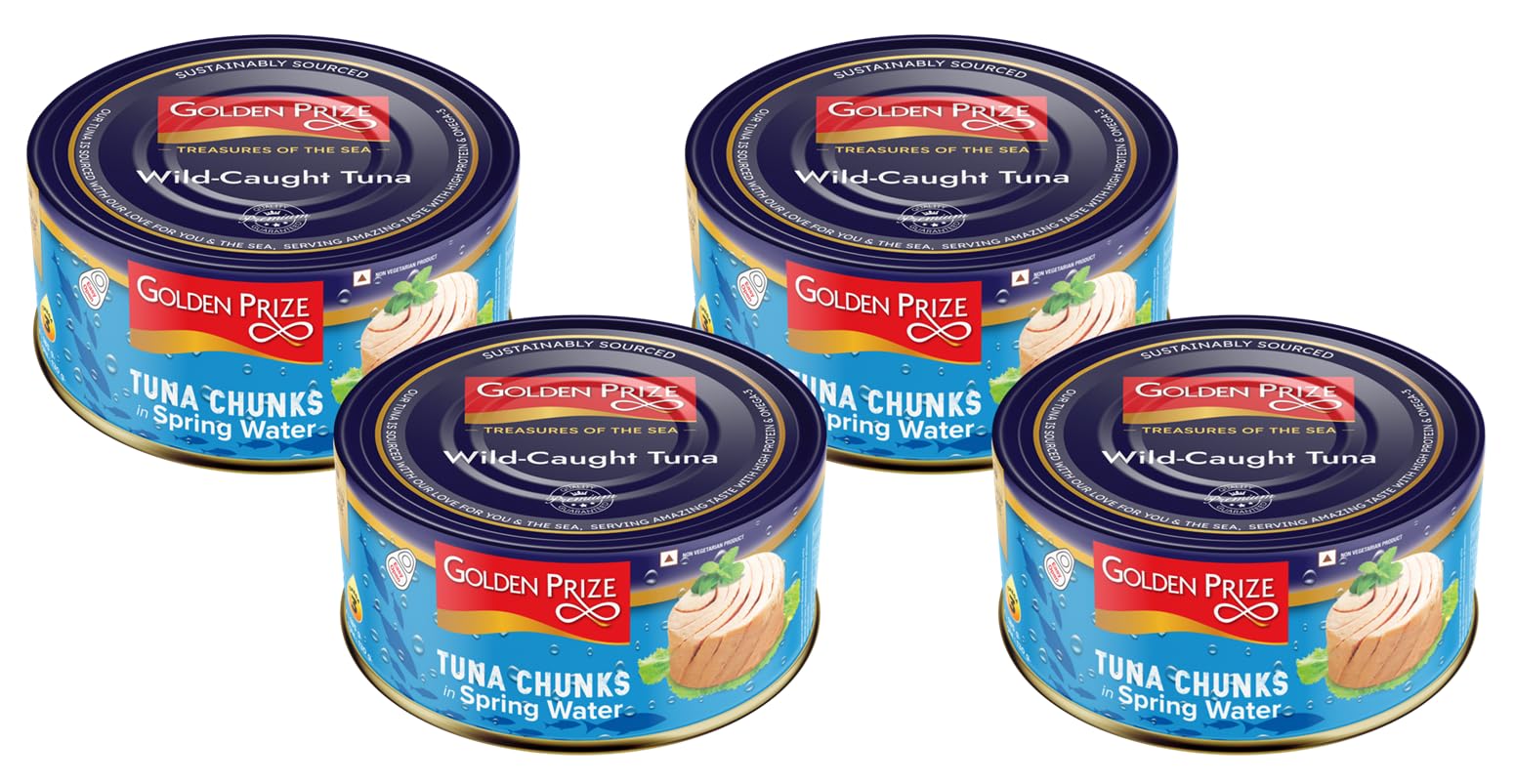 Golden Prize Canned Tuna Chunks in Spring Water, 185g(Pack of 4)