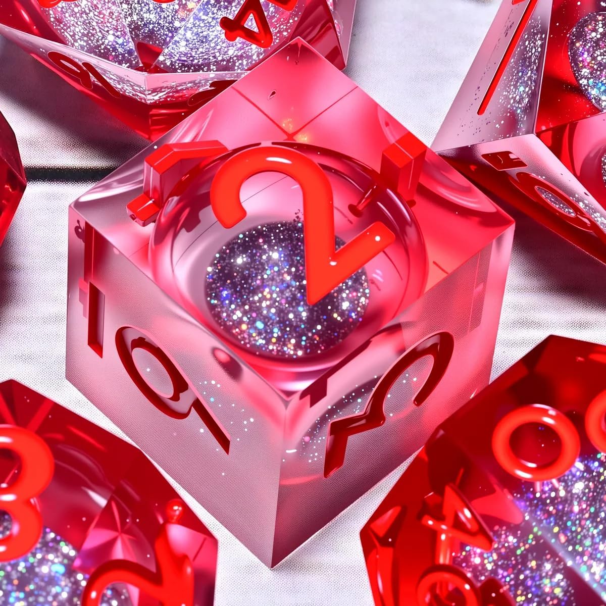 Resin Cat Head DND Dice, Sharp Edge Dungeons and Dragons Polyhedron Game Dice Set for Role Playing Games RPG Explorer Magic, Holiday Birthday Gifts Party Gifts