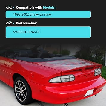 Tail Lights Assembly Rear Lights Compatible with 1993-2002 Chevy Camaro Right+Left Side Rear Tail Brake Light Lamp Halogen Tail Lamp Full Clear Lens 5976520 5976519 (Full Clear)
