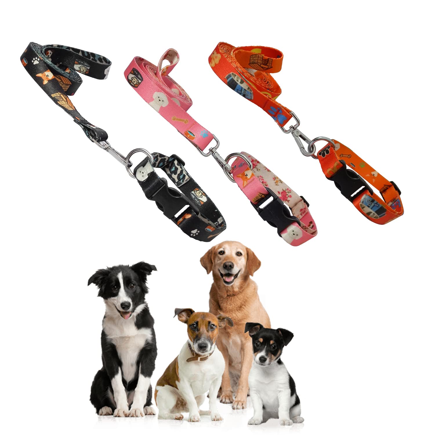 Jainsons Pet Products Nylon Dog Belt and Leash Specially for Small Breeds for Daily Outdoor Walking Running Training, Printed Design for Dogs Cats Pets Color May Vary (PRINTED-LEASH-20MM) (B09WYG9PL8) Amazon Price History, Amazon Price Tracker