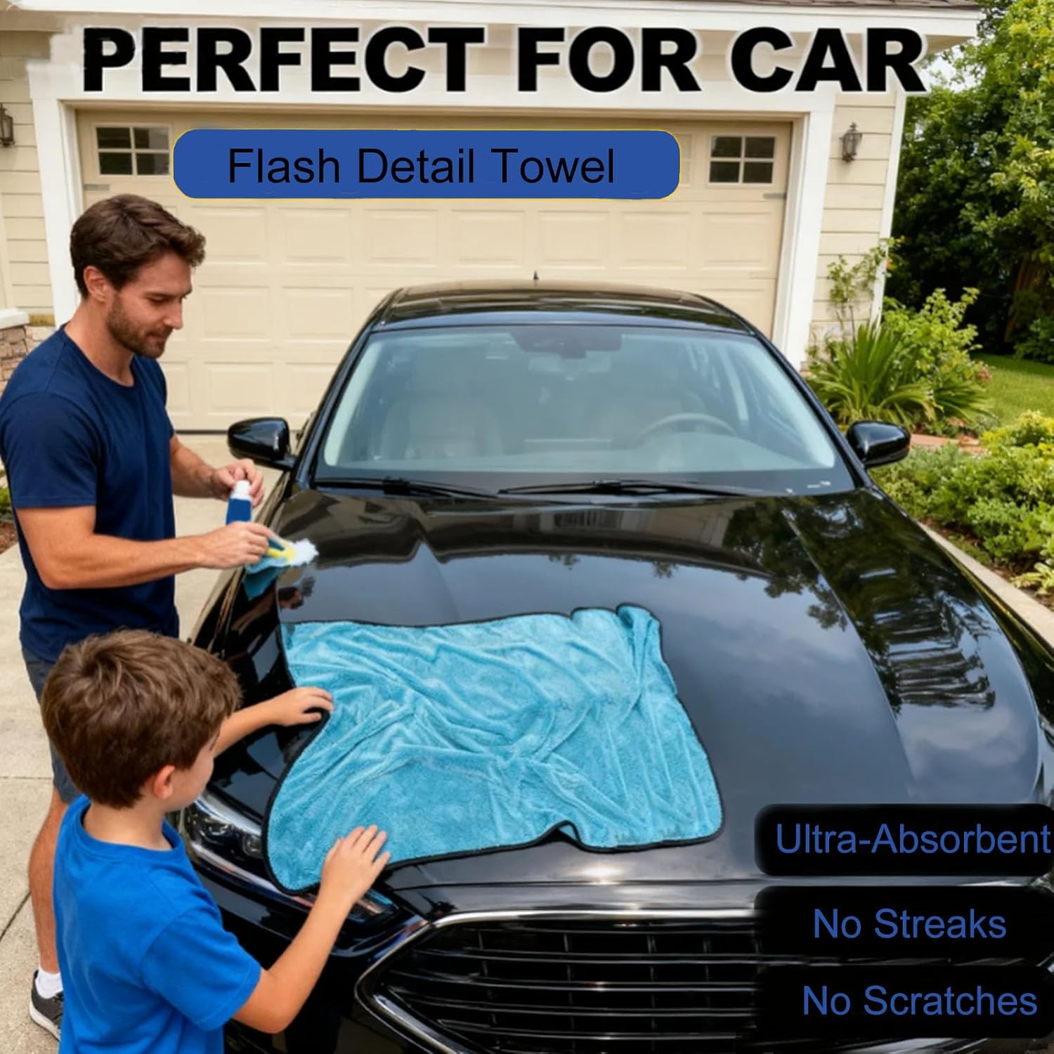 Car Drying Towel 24"x36", Soft Ultra-Absorbent Microfiber Towels for Cars, 600GSM Streak-Free, Scratch-Free Drying Towels for Automotive Detailing (2)