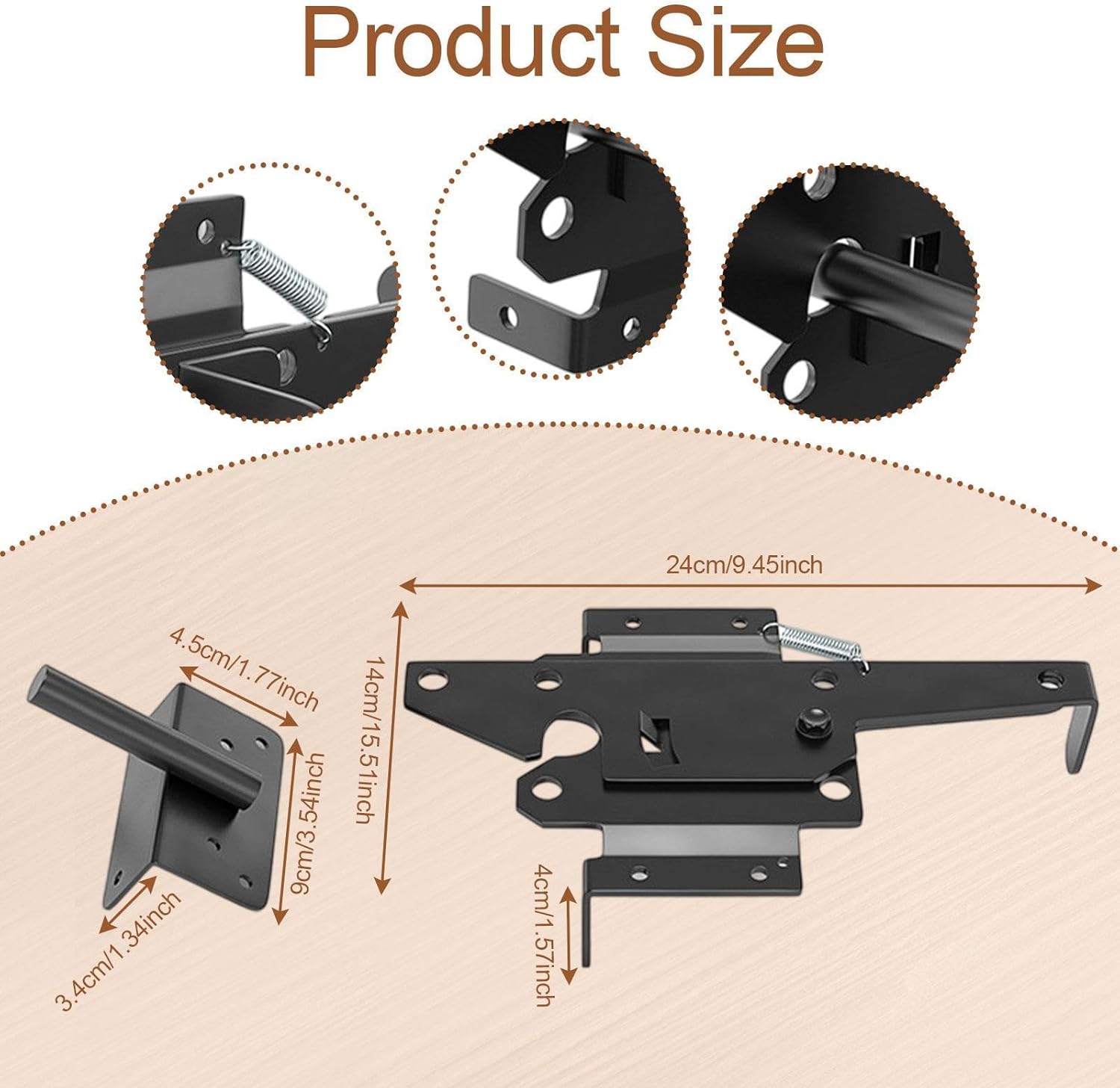 Bnf® Heavy Duty Self Locking Gate Latch Black Post Mount for Garden Farmhous Yard|Home & Garden|Home Improvement|Building & Hardware|Doors & Door Hardware|Door Hardware