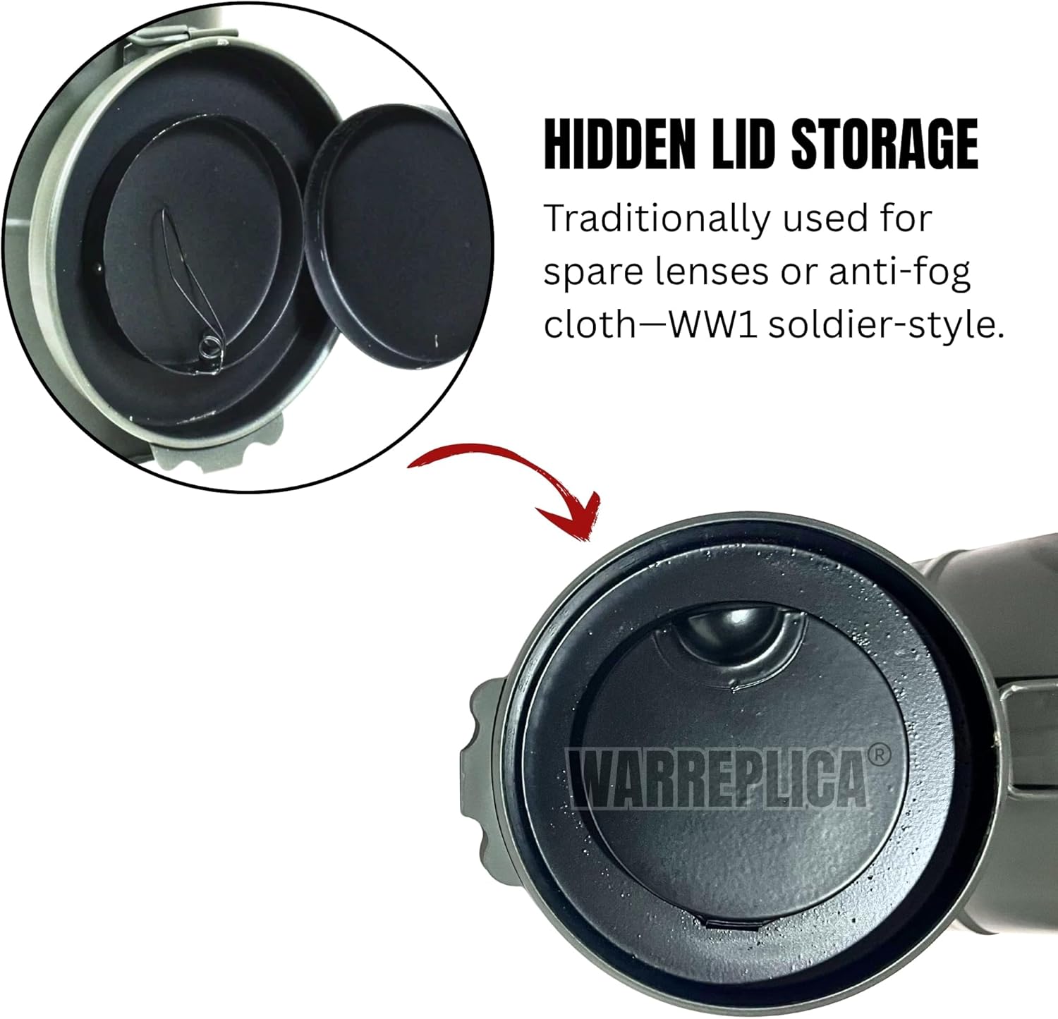 warreplica WW1 German M1916 Gas Mask Canister|Authentic Reproduction WWI Metal Respirator Tin Carrier Case|Great War Military Collectible Storage Container|Imperial German Army Militaria, Olive Drab