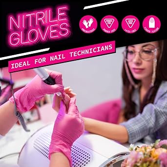 JFA Medical Disposable Powder Free Pink Nitrile Gloves - Box of 100 (Medium)