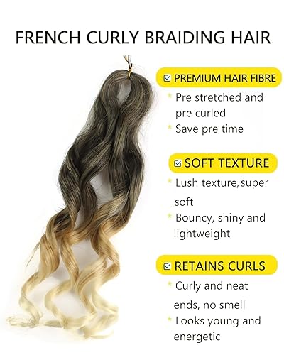 Miniatura 271 de Cabello rizado francés trenzado de 20 pulgadas, color 4, cabello rizado preestirado, 8 paquetes de trenzas de ganchillo para trenzas de caja