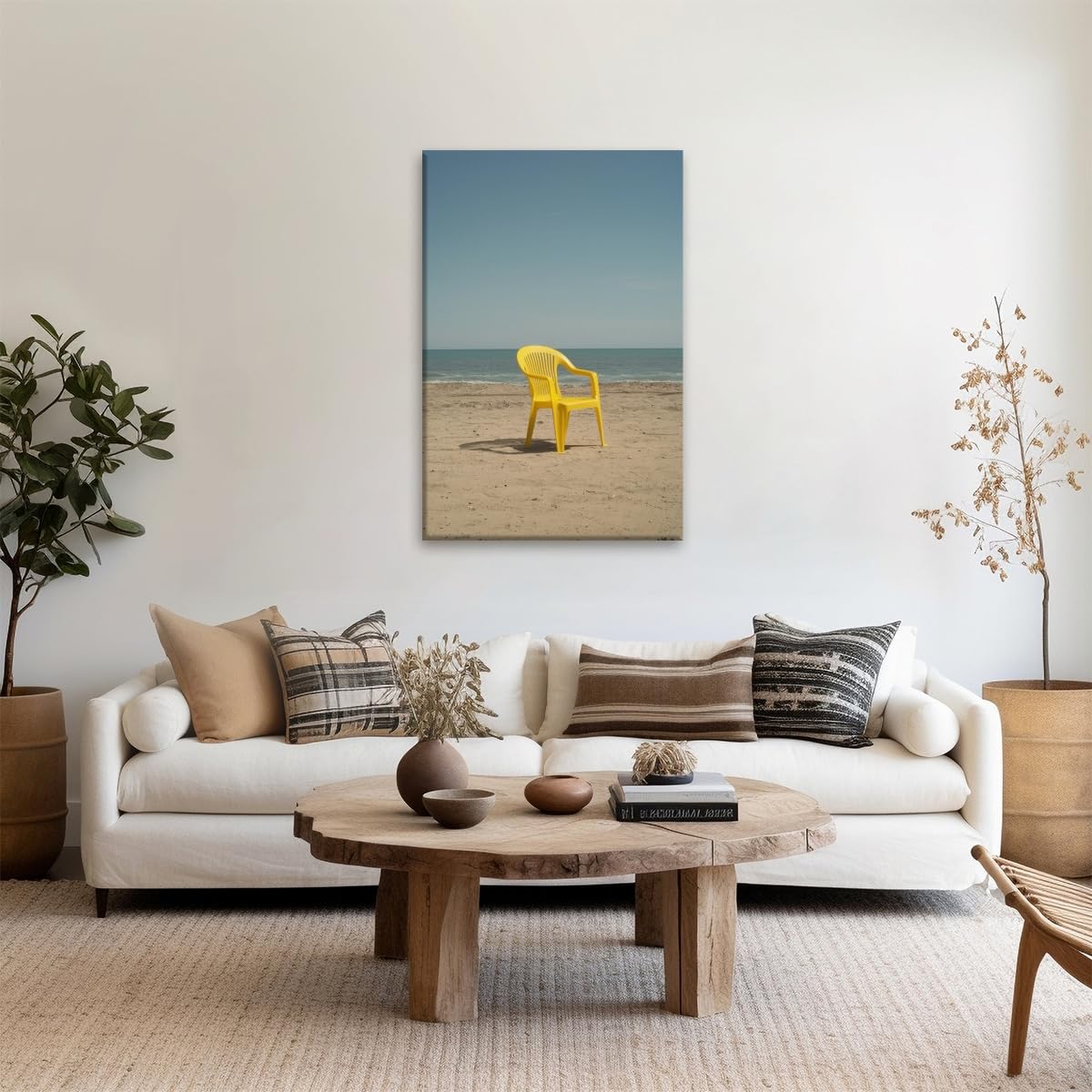 Mental Health Wall Art Poster - Blue Beach Coastal Inhale Exhale Therapy Print 12x16 Inches