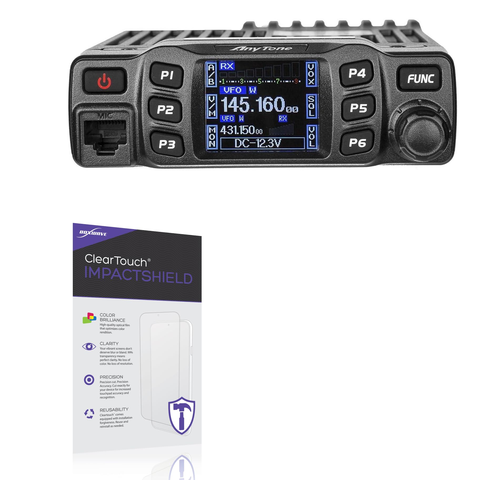 BoxWave Screen Protector Compatible with Anytone AT-778UV - ClearTouch ImpactShield (2-Pack), Impenetrable Screen Protector Flexible Film