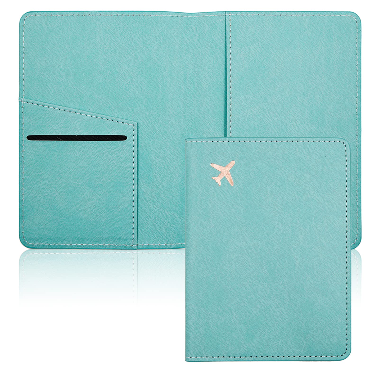 Deziliao Passport Holder,Passport Holder Card Slots, Passport and Vaccine Card Holder Combo, Cute Passport cover for Women and Men, with Waterproof Rfid Blocking, Passport Travel Wallet(Aqua Green)