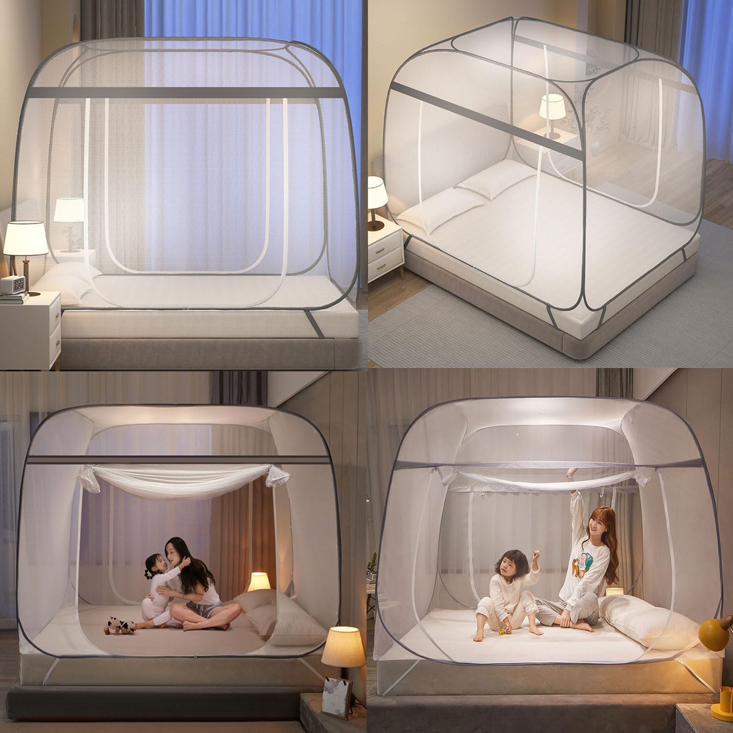 Zanzariera per letto pieghevole 180x200 cm pop-up da viaggio