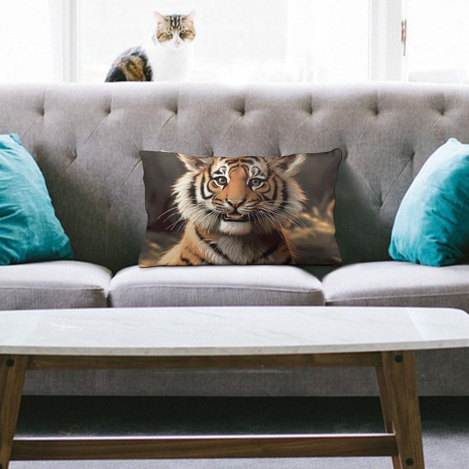 NTVOWPZO Decoration Throw Pillow Covers 8"x12" Pillowcases Covers Cute Tiger Soft Pillowcases Modern Farmhouse Home Decor Sofa Cushions Covers for Couch Bed Living Room