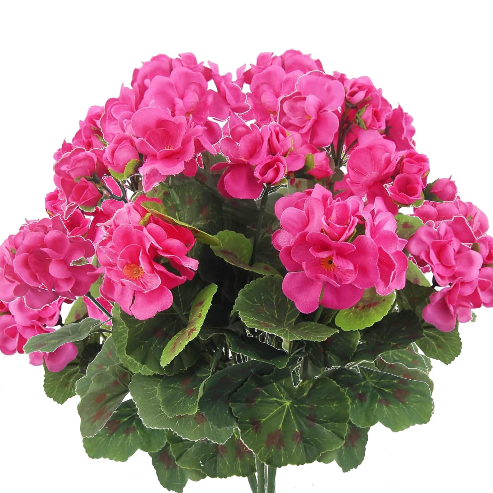 JUOPZKENN 4 Fiori Artificiali Di Geranio In Seta - Piante Finte Per Esterno E Interno, Altezza 35 Cm, Mazzi Realistici Per Vasi E Fioriere