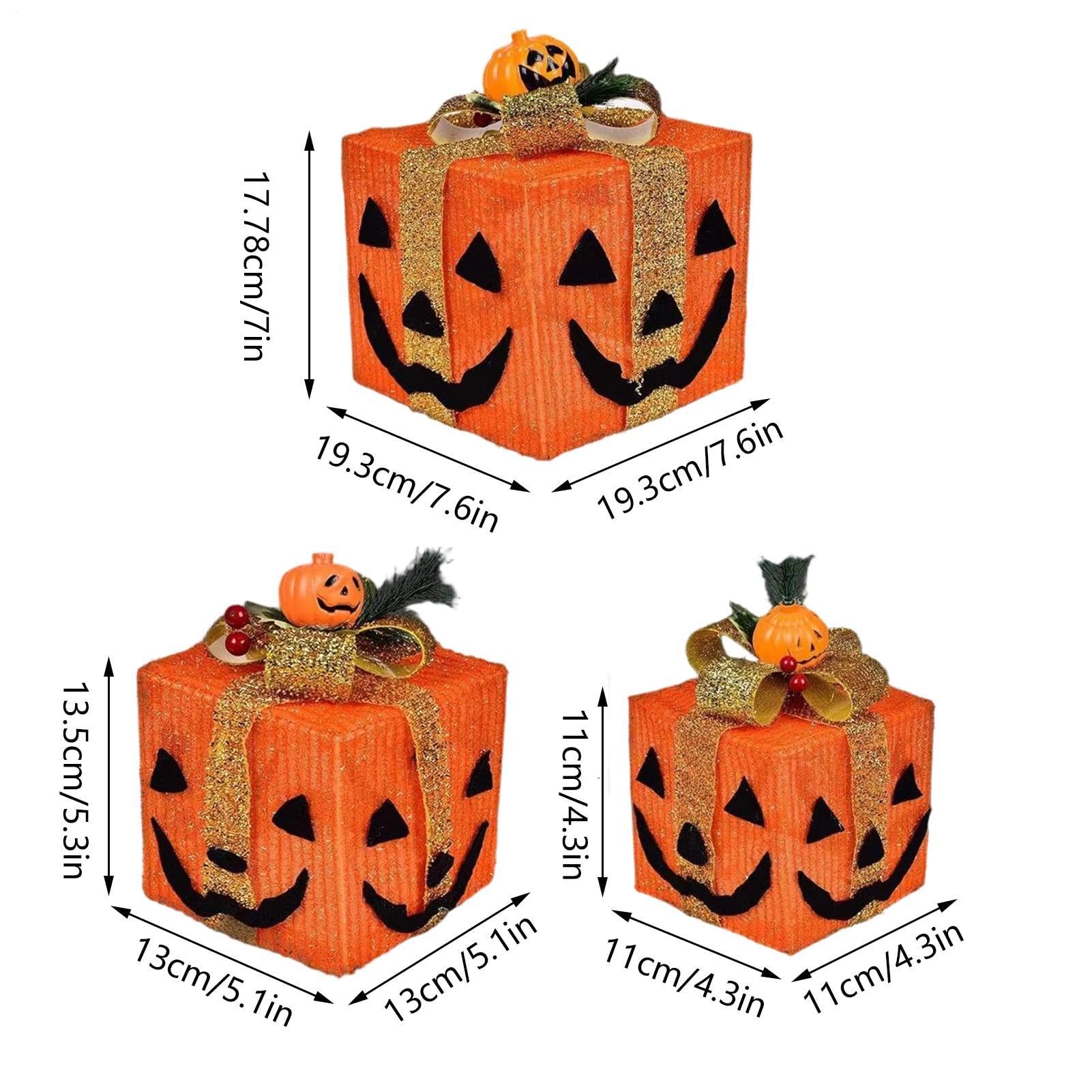 Beleuchtete Kürbis-Dekoration 3er Set Lustige Halloween LED Leuchtende