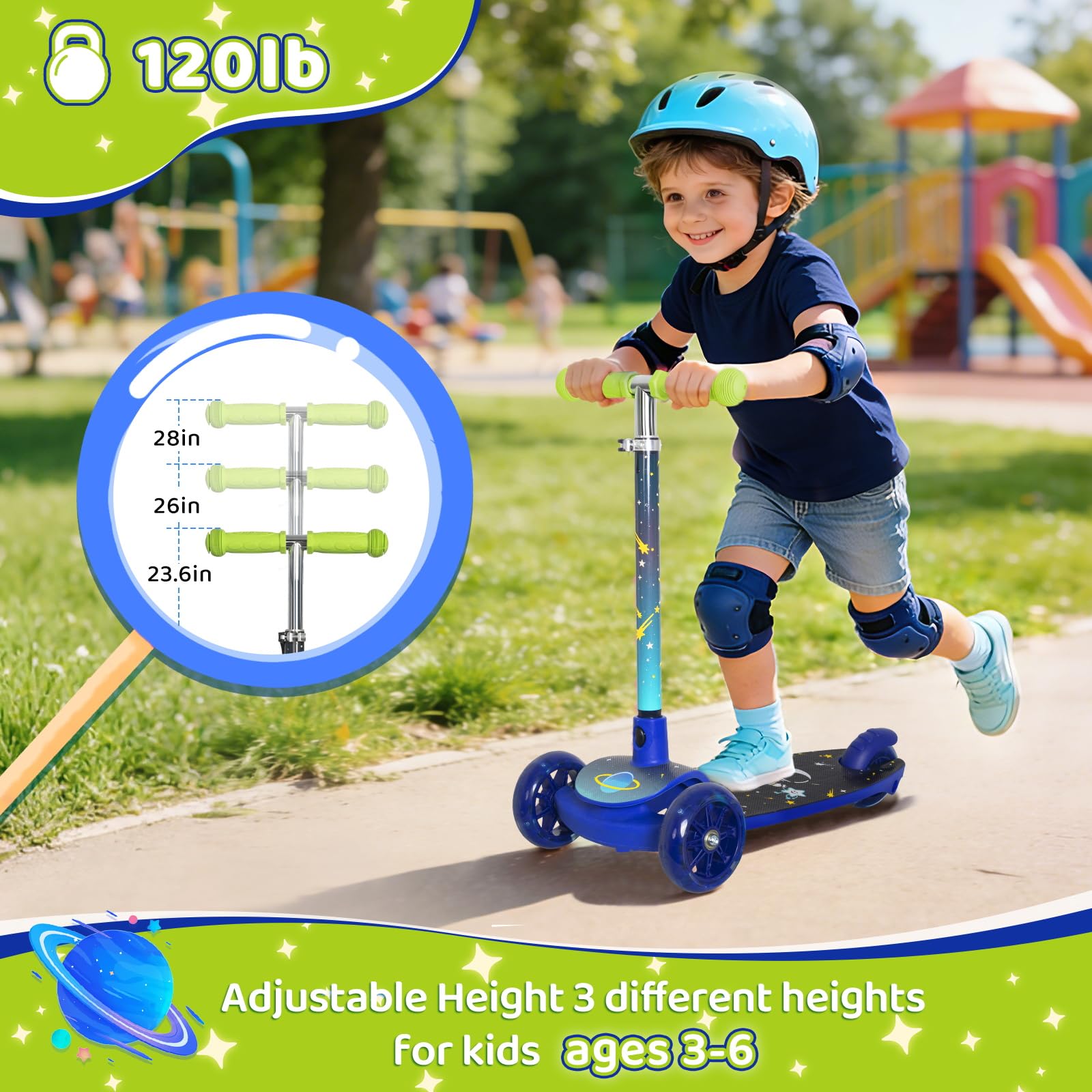 Nattork Kinderoller Roller Kinder LED Leuchtenden 3-6 Jahren Scooter für Jungen Mädchen 2–5 Jahren, rutschfeste Plattform Kinderscooter