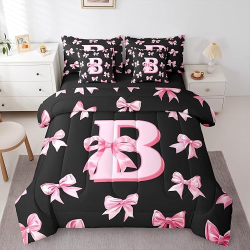 Erosebridal Initial Alphabet B 7 Piece Bedding Set Personalized Monogrammed Bow 