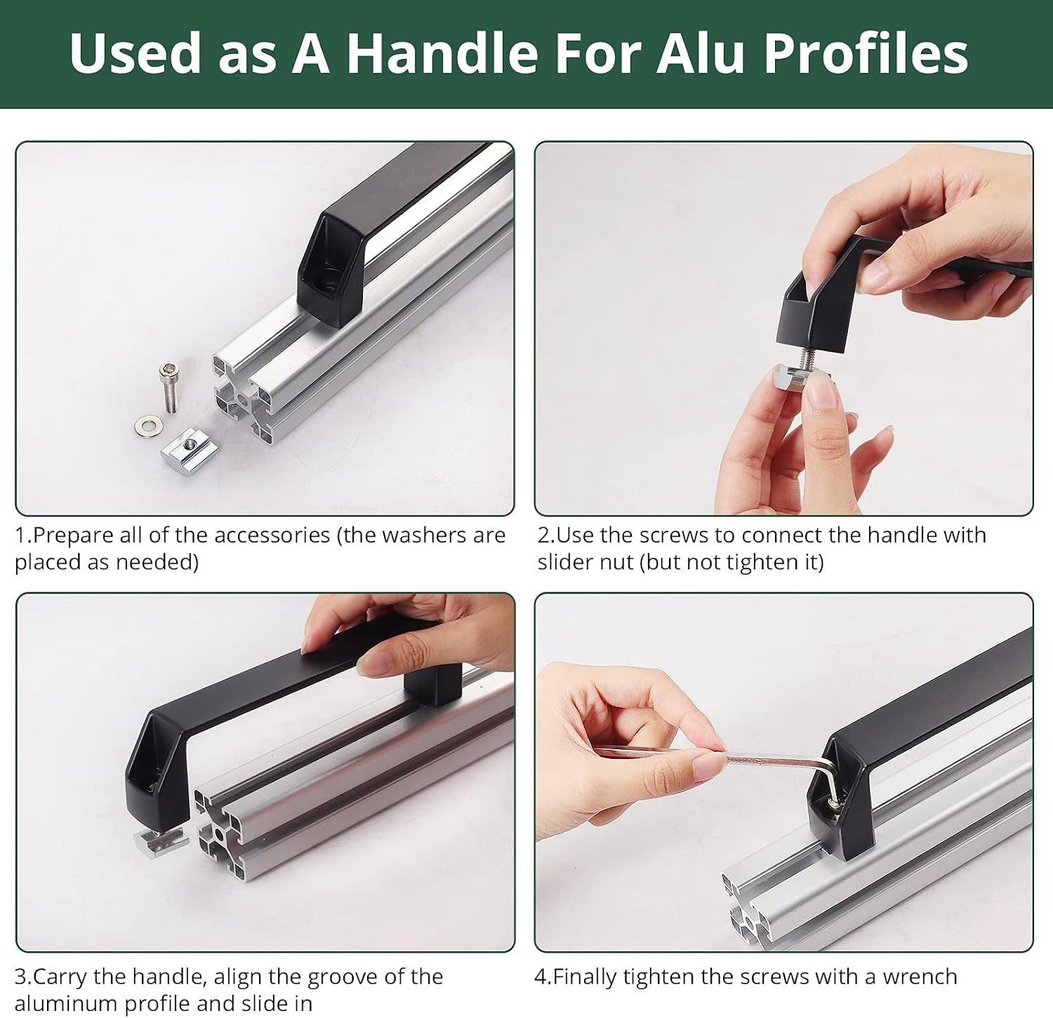 JiGiU 2-Pack 4040 Aluminum Handle 180mm Hole Distance