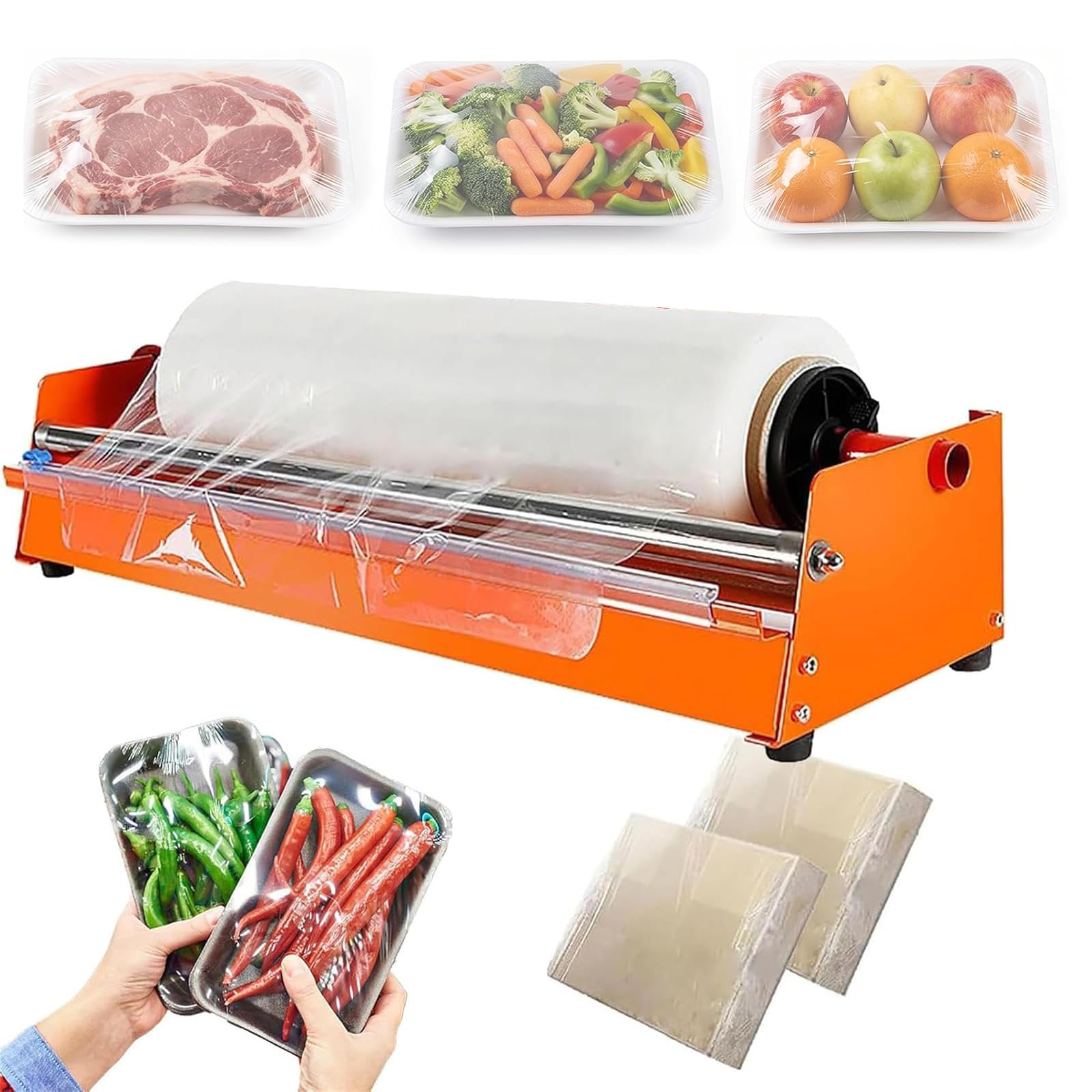 QYLTTDM Manual Stretch Film Wrapping Machine, 500cm/20 stretch Film Dispenser Packing Machine, With Built-in Knife, For Food And Fruit Storage, Parcel Packaging