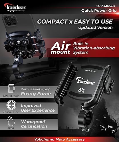 Miniatura 3 de Kaedear KDR-M8SPJ - Soporte para teléfono para motocicleta, soporte para teléfono, soporte de absorción de vibraciones, liberación rápida, agarre de