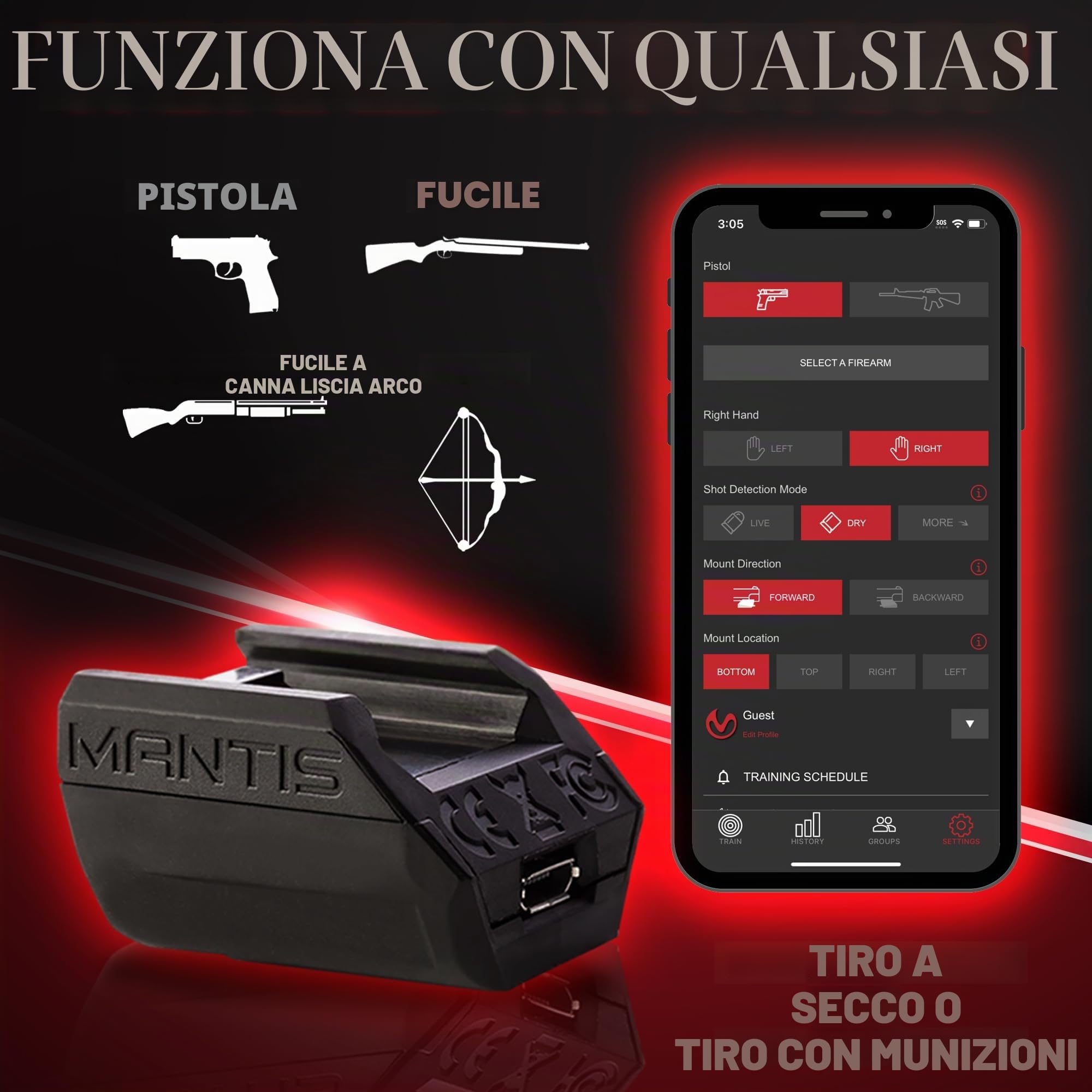 Mantis Sistema di Prestazioni di tiro X10 Elite - Sistema di tracciamento, analisi, diagnostica e Coaching in Tempo Reale per l'addestramento con Armi da Fuoco - MantisX
