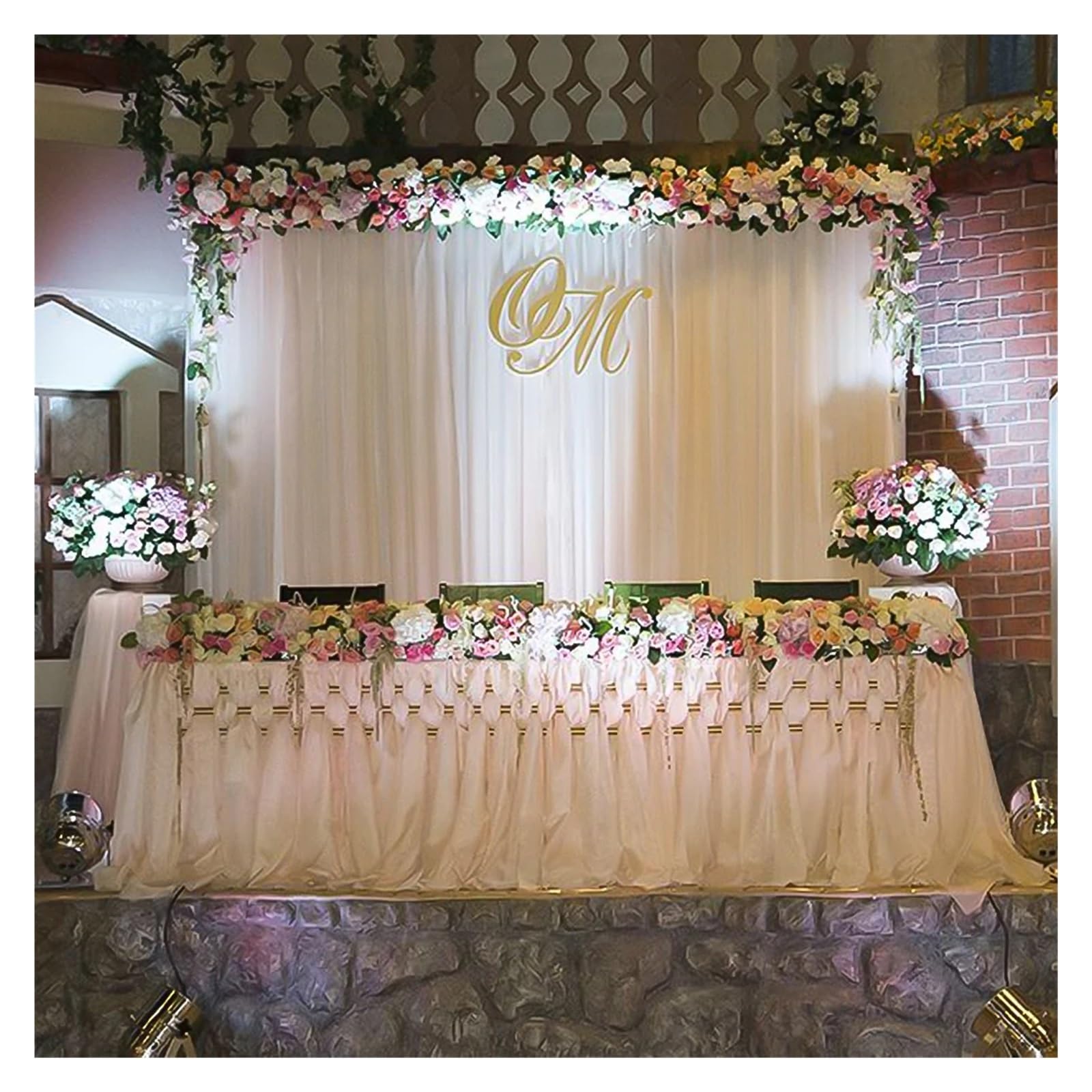 Rideau Anniversaire Rideau de Toile de Fond en Soie Blanche, 6,5 Pieds, décoration de fenêtre de Maison, fête de cérémonie de Mariage(3meter x 3meter)