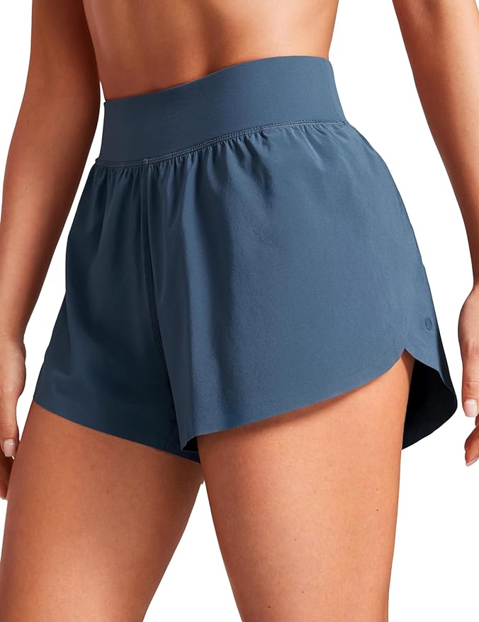 CRZ YOGA High Waisted Split Running Shorts for Women 3" - Comfy Mesh Liner for Workout Athletic GymTrack Quick Dry