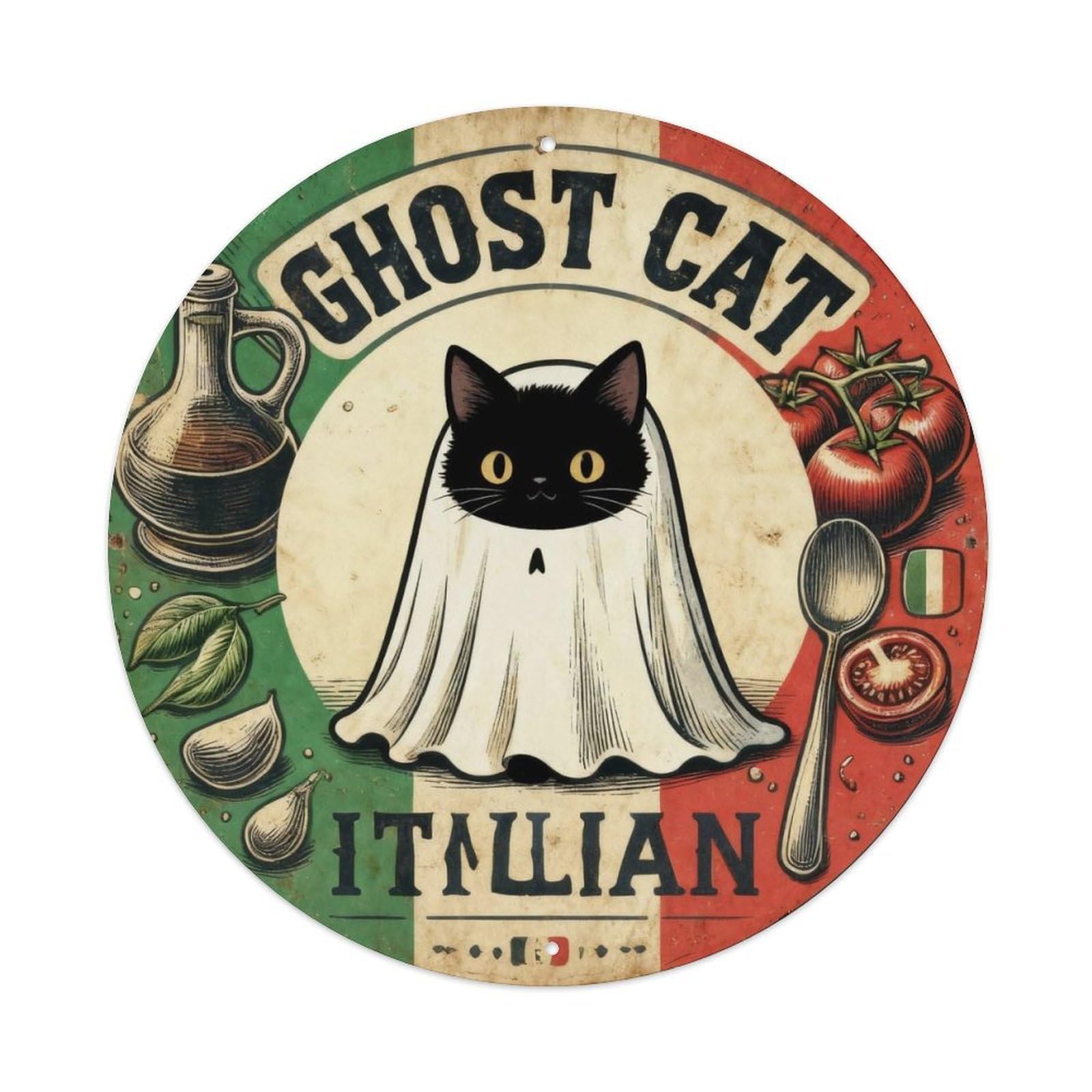 Ghost Cat Retro Tin Sign Metal Tin Sign Plaque