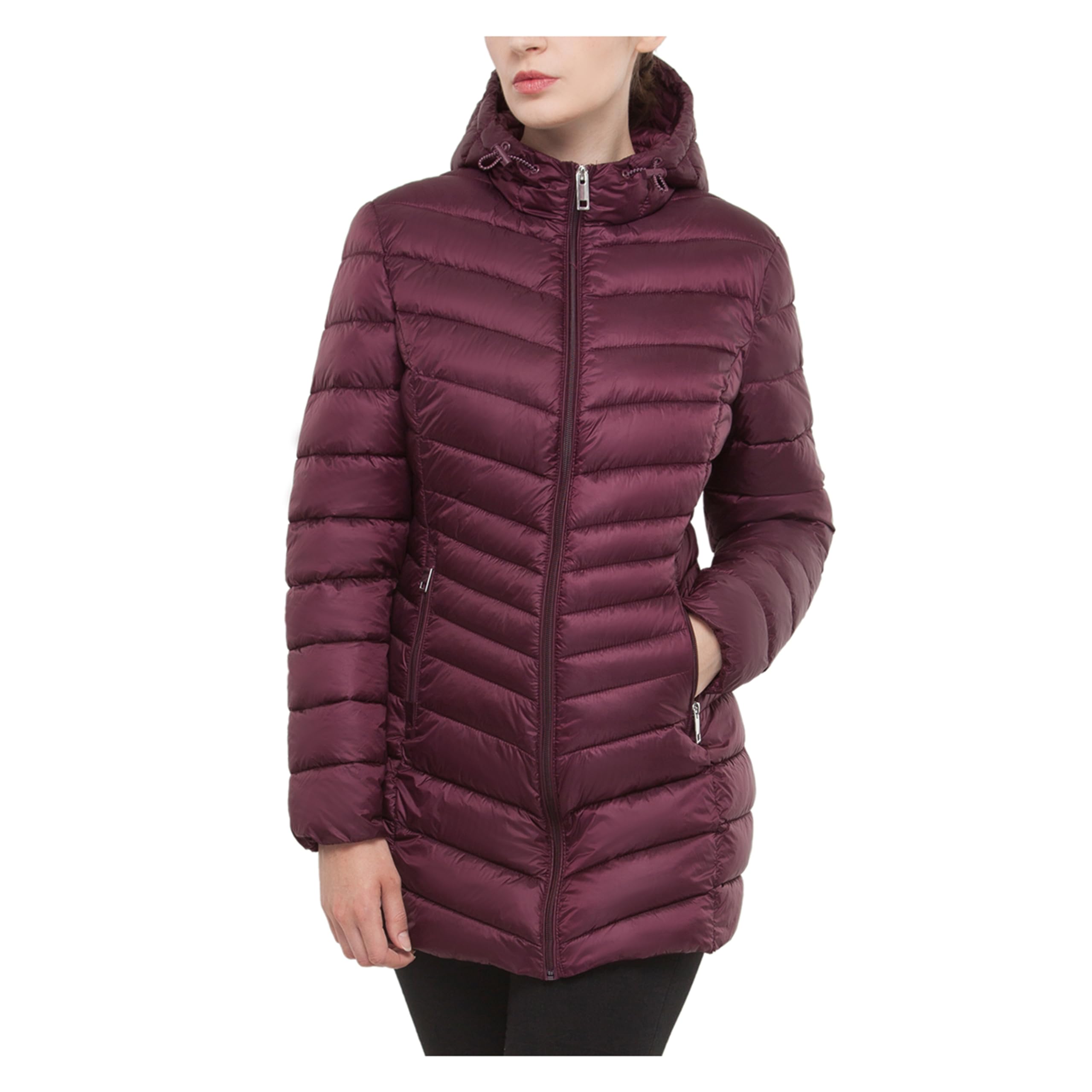 rokka&rolla Women's Packable Lightweight Puffer Jacket Water-Resistant Hooded Winter Long Coat-picture-39