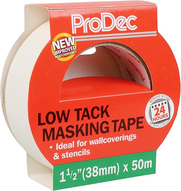 ProDec 1.5 inch x 50m Low Tack Multi Surface Painters Masking Tape for Delicate Surfaces Gives Sharp Paint Lines for Indoor Painting and Decorating, Compatible with All Paints, 1.5" 38mm wide