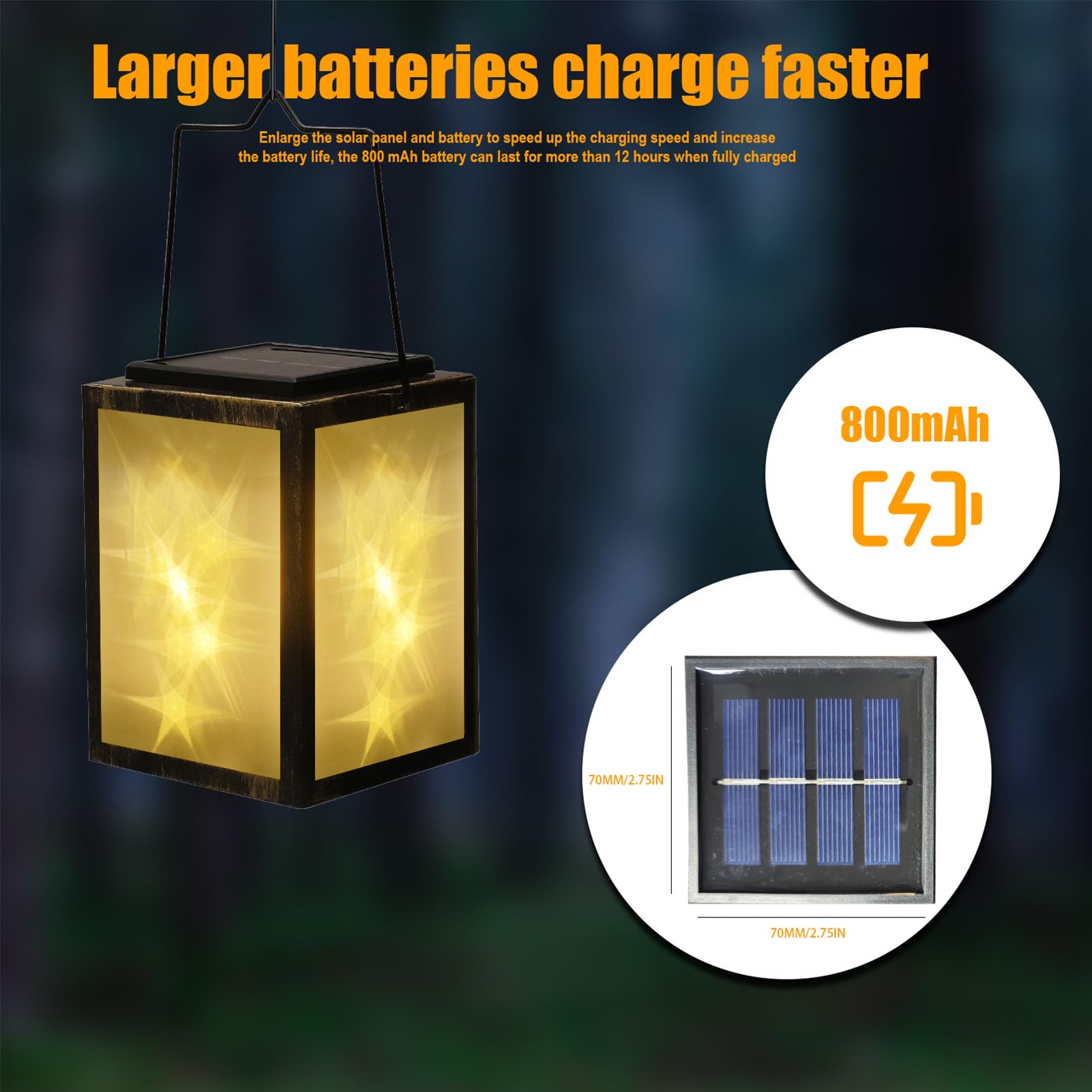 Solar Lantern 3D Starry, Odporne na pogodę wiszącą latarnię na Zewnątrz z migotliwą diodą LED na Ogrodowe Patio Dekoracja Krajobrazu