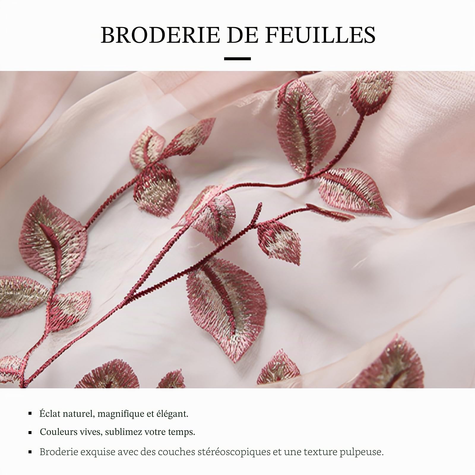 LumiSyne Foulard Soie De Mûrier Femme Écharpe En Mousseline Tulle Transparent Avec Broderie Feuille Léger Doux Écharpe Longue Hijab Châle De Protection Solaire Étole De Mariage Printemps Été Automne