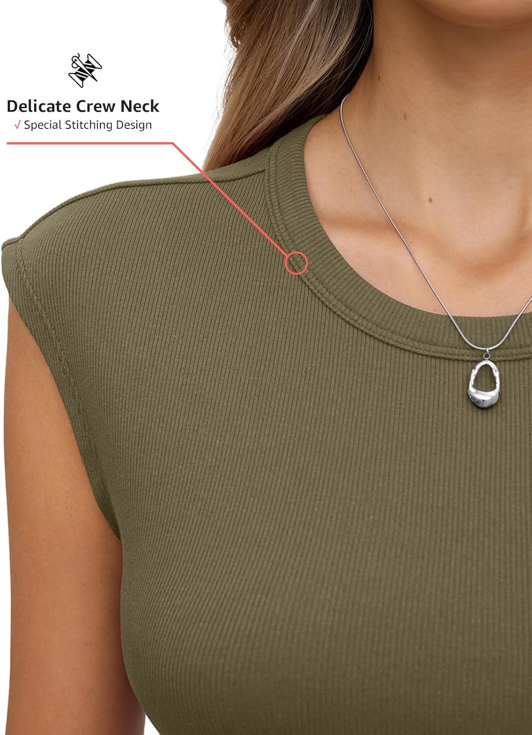 Womens Cotton Ribbed Tank Tops Cap Sleeve Crew Neck Shirts Basic Fitted Casual Tshirts Trendy Going Out Clothes - Image 3