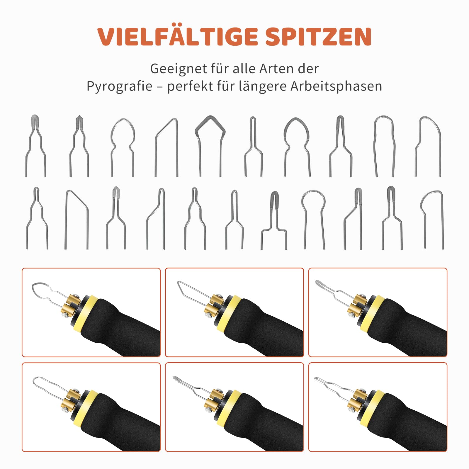 BURNNOVE Holz Pyrographie Set 100W, 100–750°C, Doppel-Pyrographie-Stifte mit LCD-Display, 21 Spitzen, Temperaturregelung, Komplettset für Holz, Leder, Kunsthandwerk