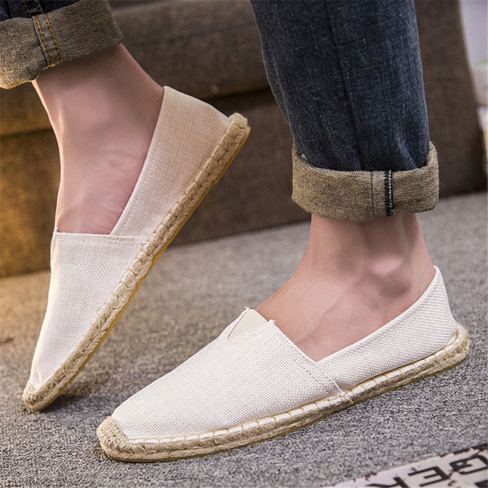 Paille Chaussures de plage en lin pour homme et femme Espadrilles plates à enfiler