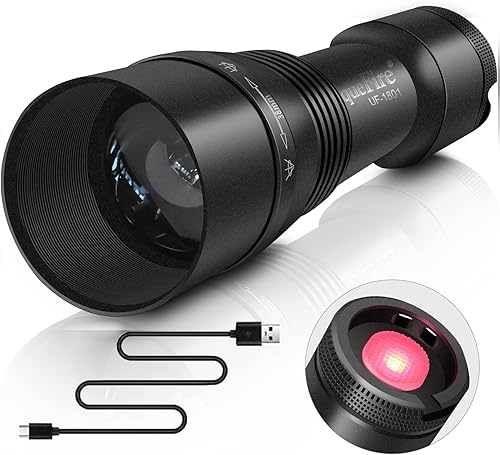UniqueFire Linterna iluminadora IR de 940 nm para alcance de visión nocturna, antorcha LED infrarroja con zoom recargable, función de memoria de 3