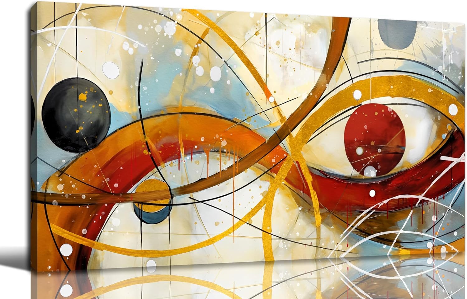 lianyibo Large Abstract Yellow Canvas Wall Art Line Geometric Abstract Picture Canvas Prints for Living Room Bedroom Decor(60x120/Frameless)