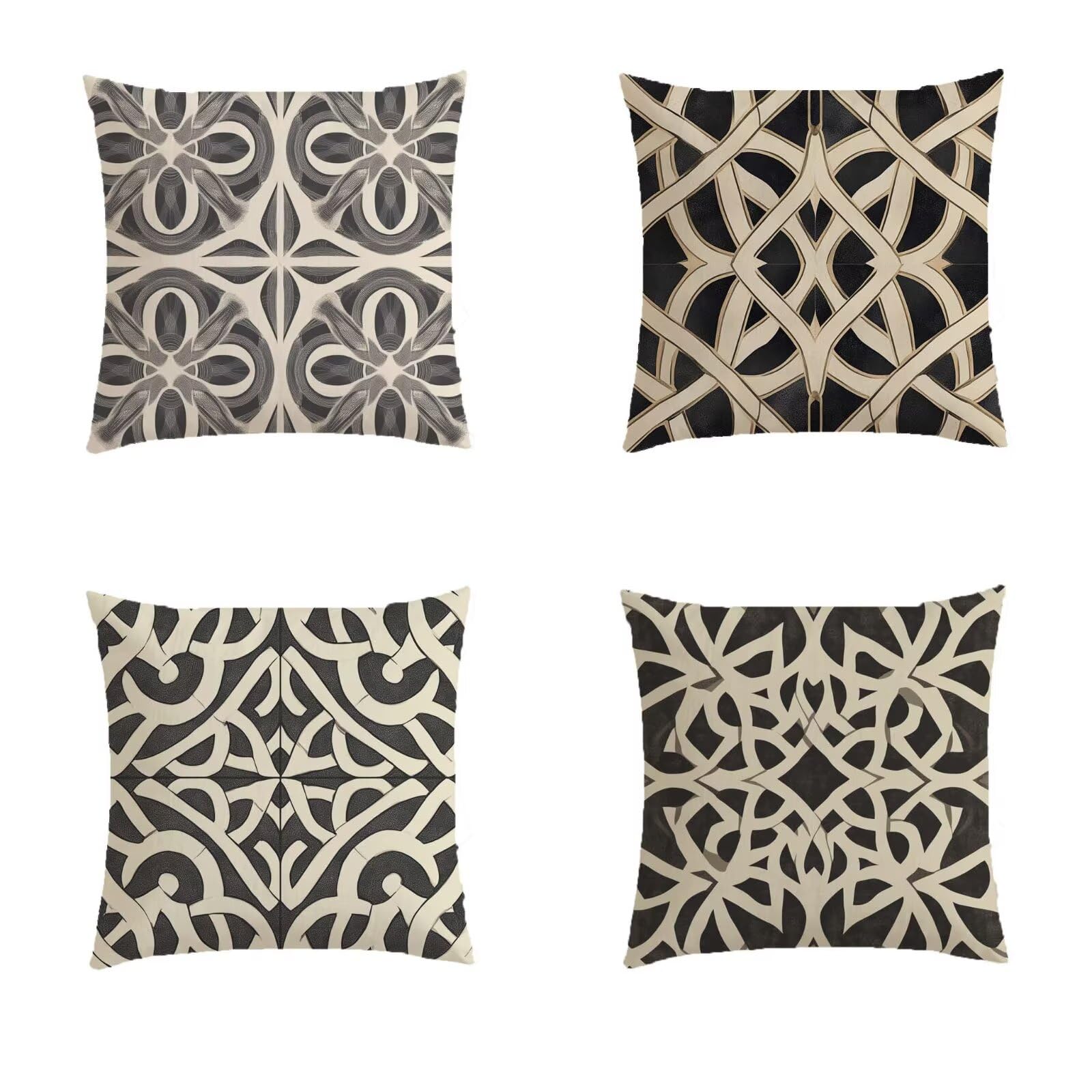 Housse coussin extérieur gris 50x50 motif bohemia pour canapé de jardin et balcon