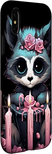 Miniatura 9 de Funda estética Kawaii Nu Goth para iPhone 13, diseño de mapache gótico pastel