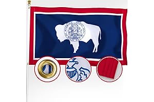 Wyoming State Flag 3x5 ft Double Sided Embroidered, the Strongest for Outside