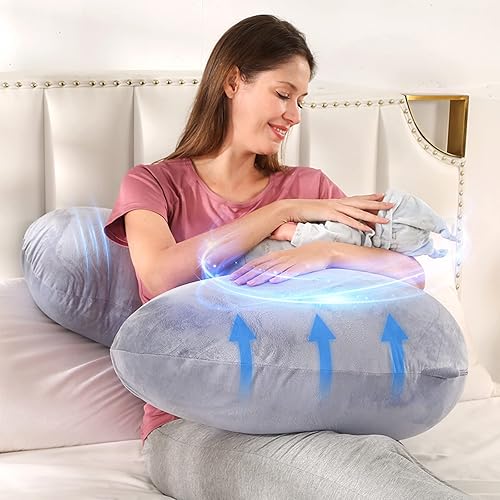 Miniatura 3 de BATTOP Almohada de embarazo de cuerpo completo para dormir, con funda extraíble lavable, soporte para espalda, caderas, piernas, vientre