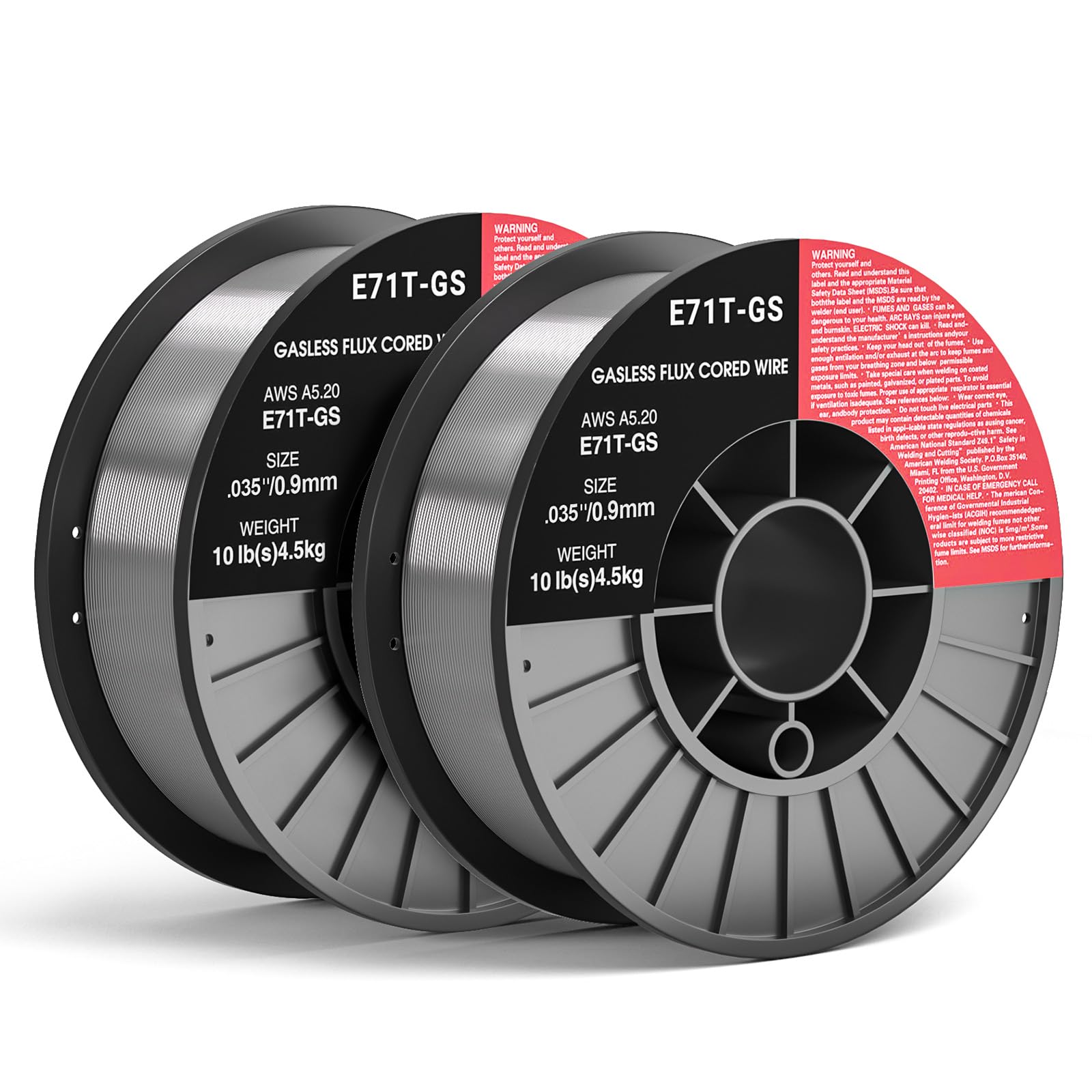 0.035 Flux core Welding Wire, 2 Spools E71T-GS Low Splatter gasless Carbon Steel Mig Welding Wire Compatible (0.035-inch 10LB 2pk)