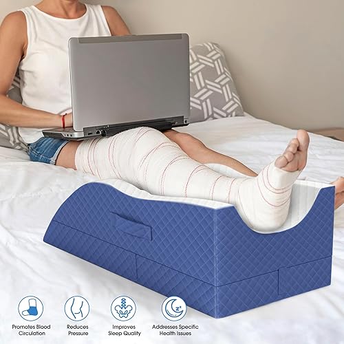 Miniatura 3 de Almohadas de elevación para pierna después de la cirugía, almohada de cuña ajustable de espuma viscoelástica para lesiones o descanso, almohada de