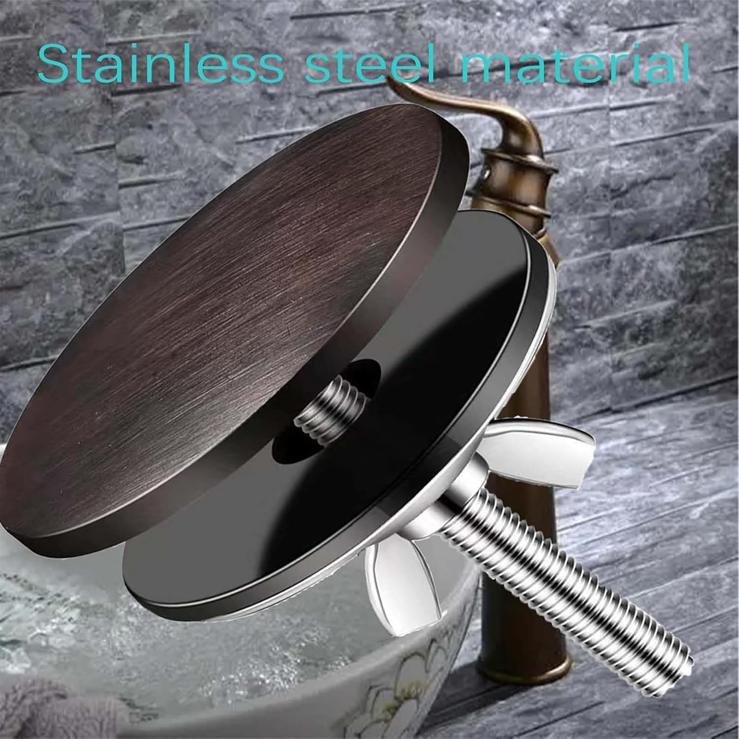 2 Pack Kitchen Sink Hole Cover, 2 Inch Stainless Steel Faucet Hole Cover, Kitchen Sink Tap Hole Plate Stopper Cover Blanking Metal Plug (Bronze)