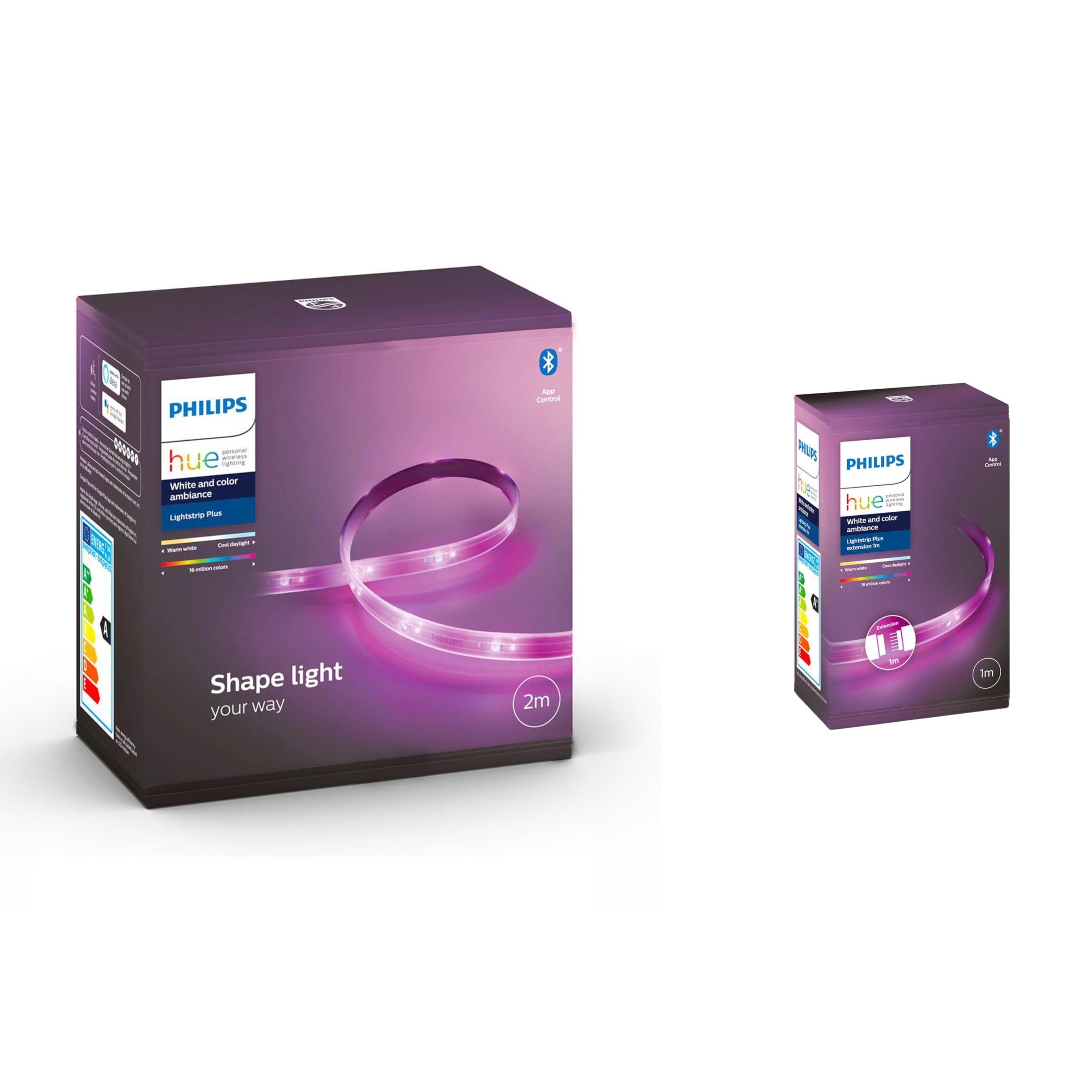 Philips Hue Lightstrip Plus V4 – 2m Basis-Set, Triple Pack, Bluetooth, 16 Mio. Farben, Erweiterbar, Smarte LED-Stripes